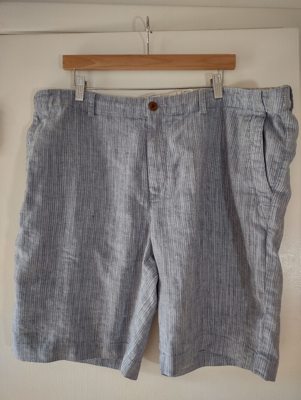 Tommy Bahama Men’s XL Linen Blend Herringbone Shorts Blue Elastic Waist